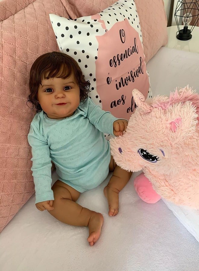 TERABITHIA 24 Inches Huge Real Baby Size Hand Rooted Hair Sweet Smile African American Realistic Newborn Toddler Girl Dolls Dark Brown Skin Lifelike Reborn Baby Doll That Look Real and Feel Real - Image 2